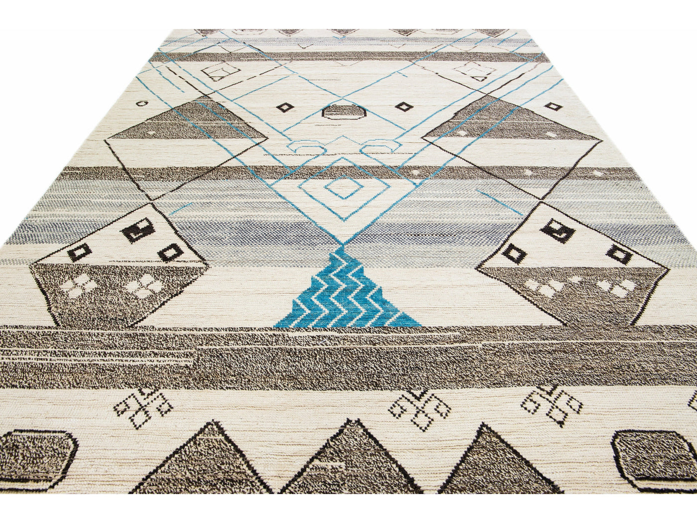 Modern Moroccan Boho Wool Rug 10 X 14