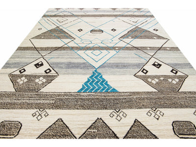 Modern Moroccan Boho Wool Rug 10 X 14