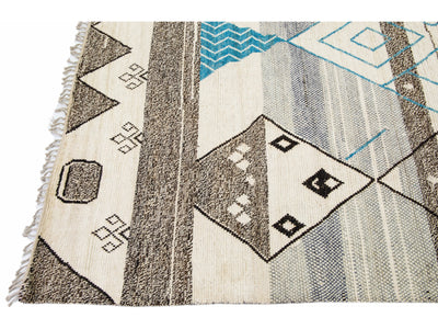 Modern Moroccan Boho Wool Rug 10 X 14