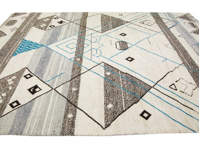 Modern Moroccan Boho Wool Rug 10 X 14