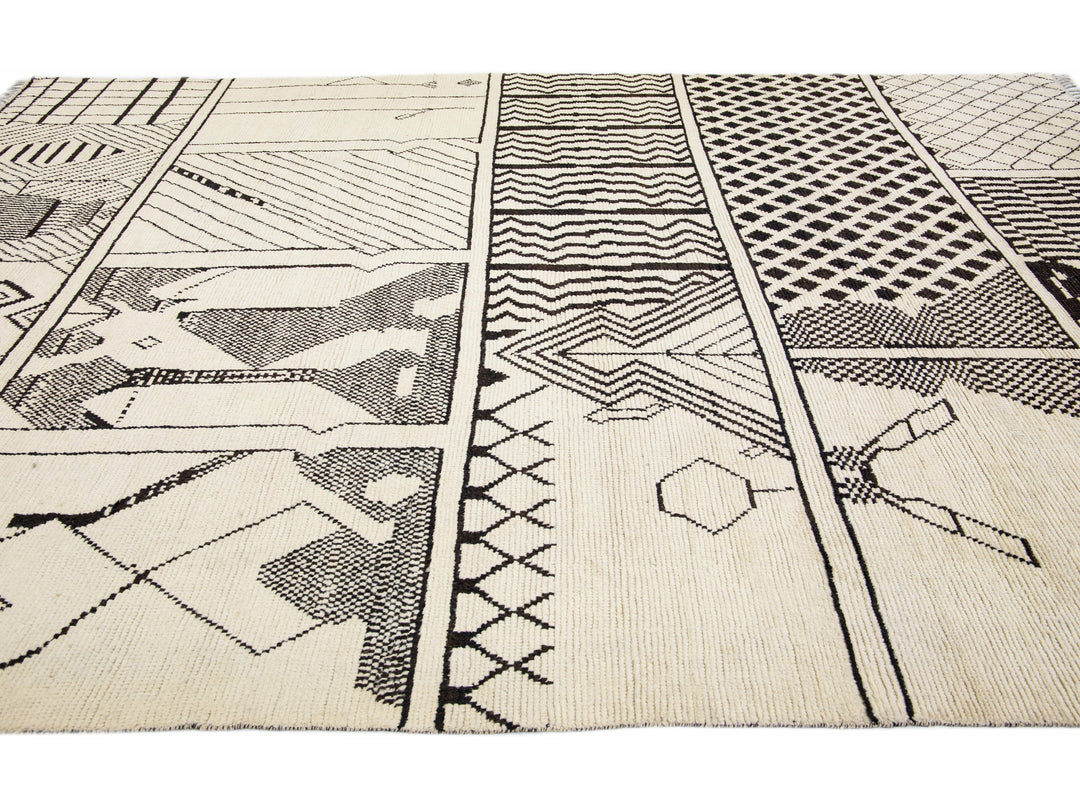 Modern Moroccan Boho Wool Rug 10 X 14