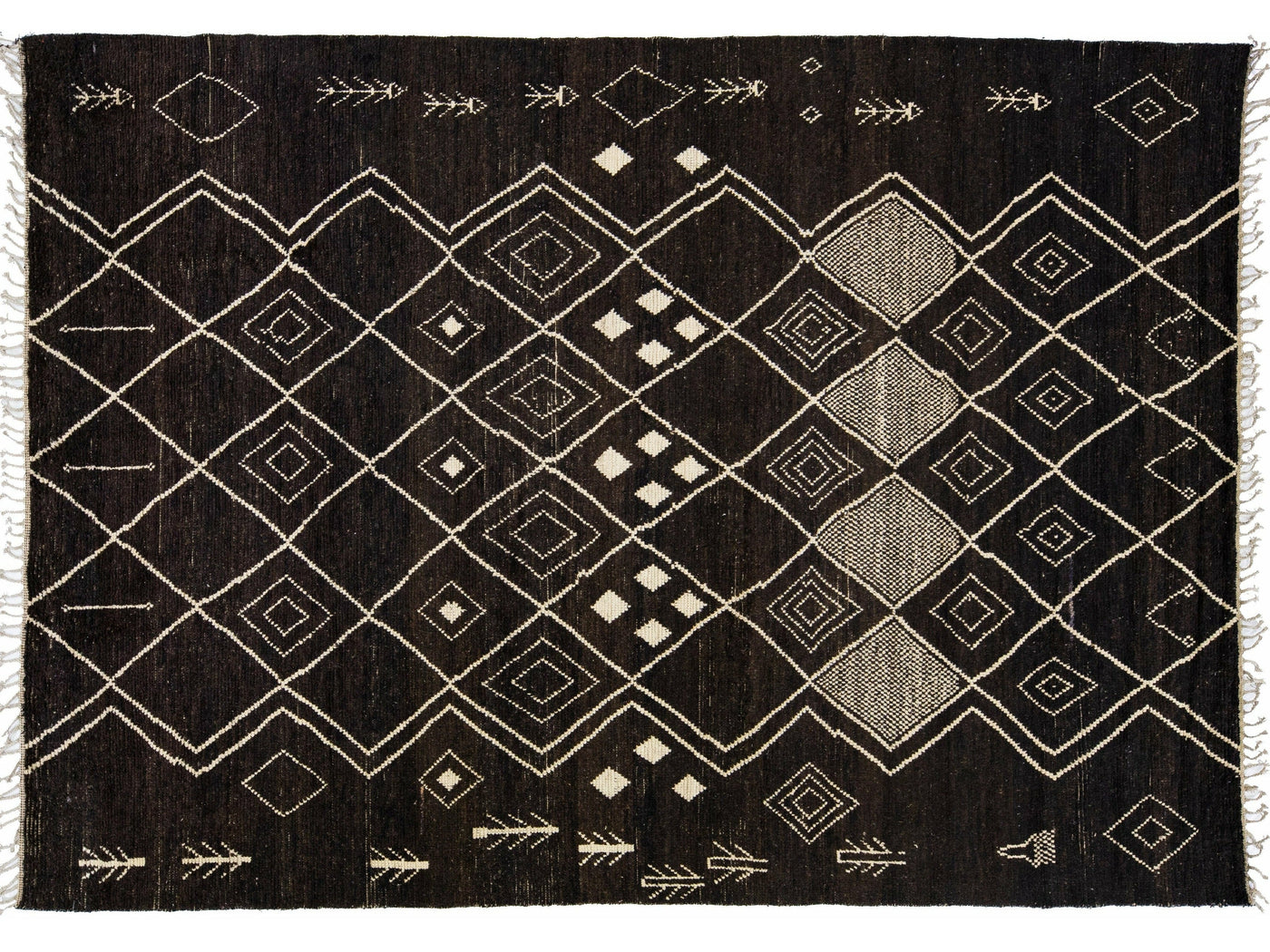 Modern Moroccan Style Handmade Brown Tribal Wool Rug