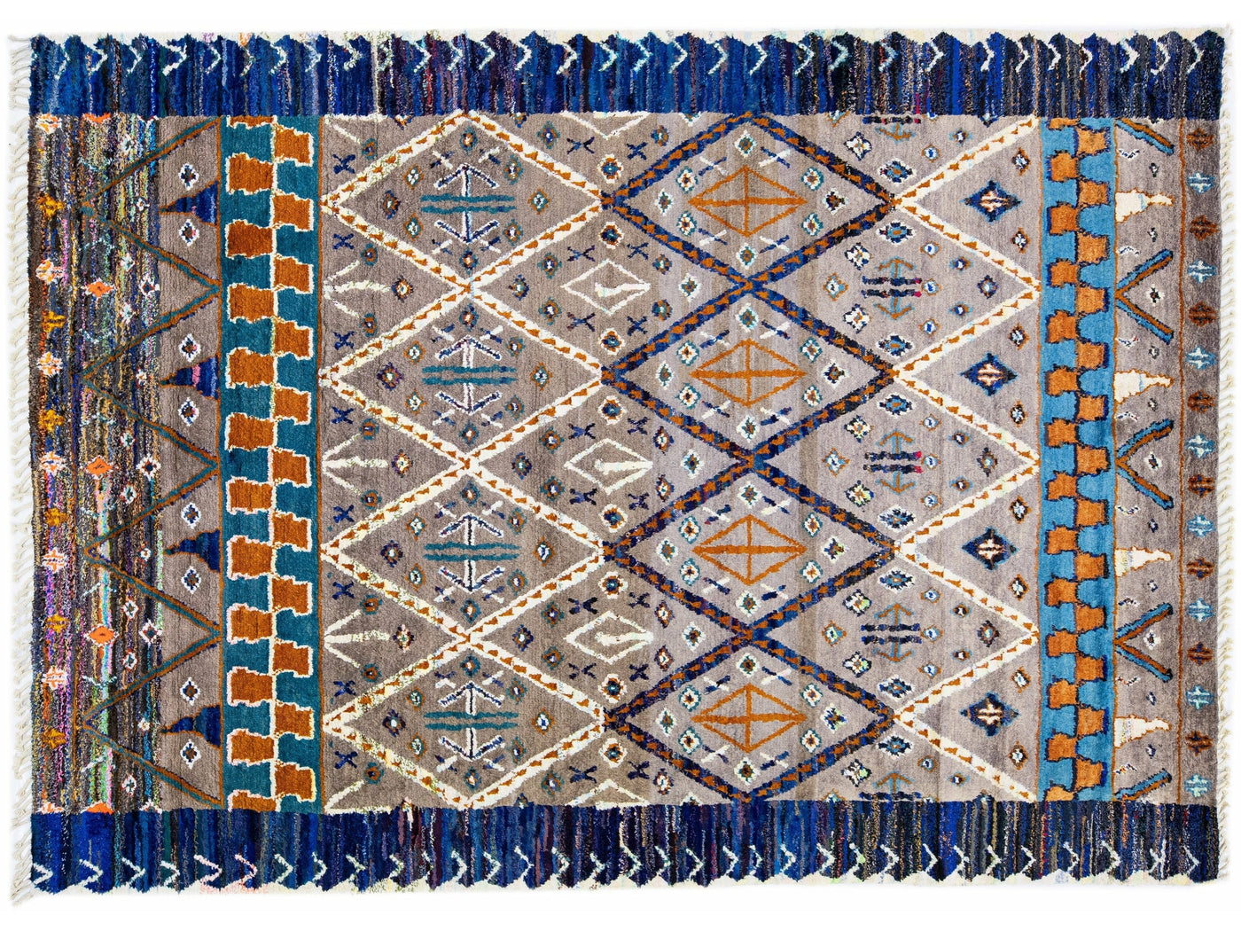 Modern Moroccan Style Handmade Multicolor Wool Rug With Tribal Motif