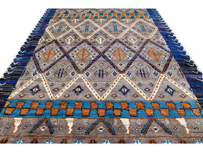 Modern Moroccan Tribal Wool Rug 9 X 12