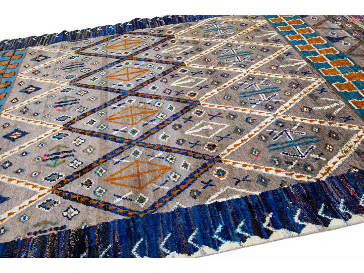 Modern Moroccan Tribal Wool Rug 9 X 12