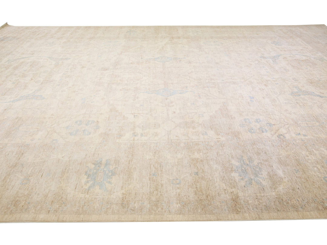 Modern Oushak Wool Rug 13 X 19