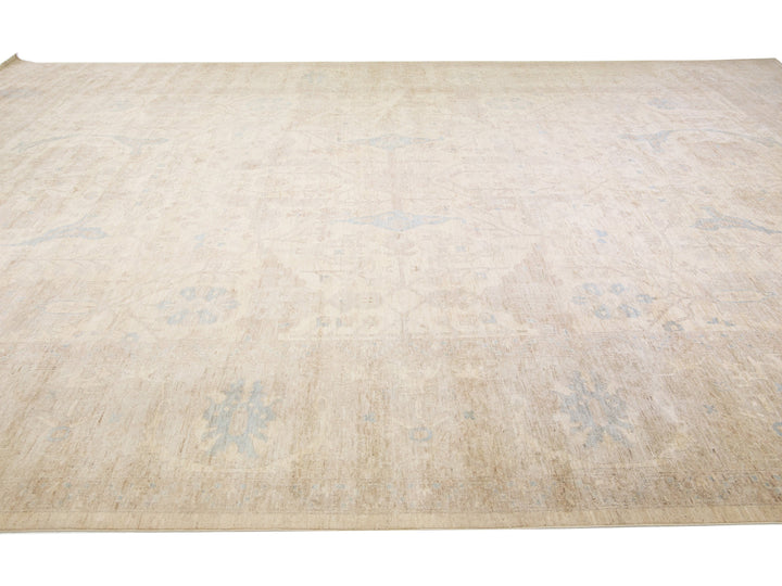 Modern Oushak Wool Rug 13 X 19