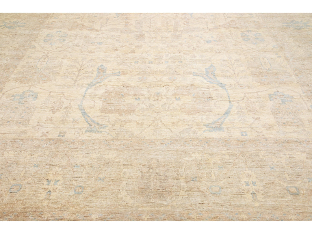 Modern Oushak Wool Rug 13 X 19