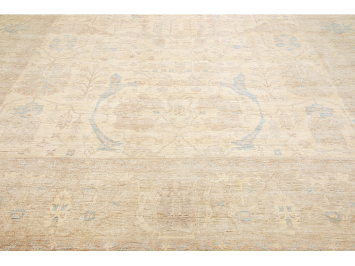 Modern Oushak Wool Rug 13 X 19