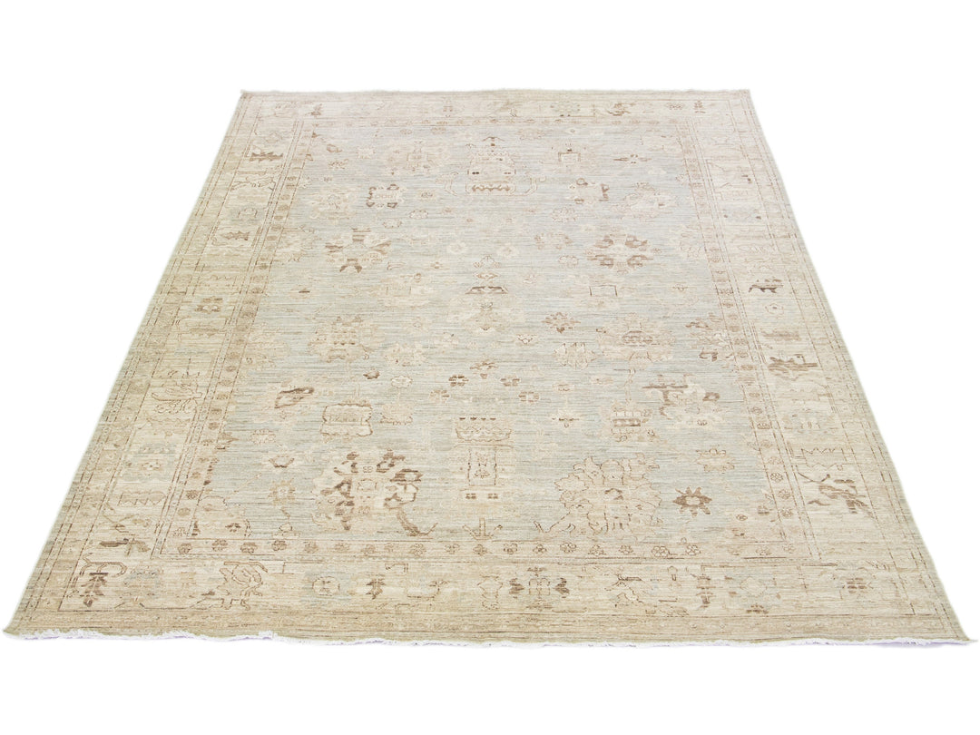 Modern Oushak Wool Rug 10 X 14