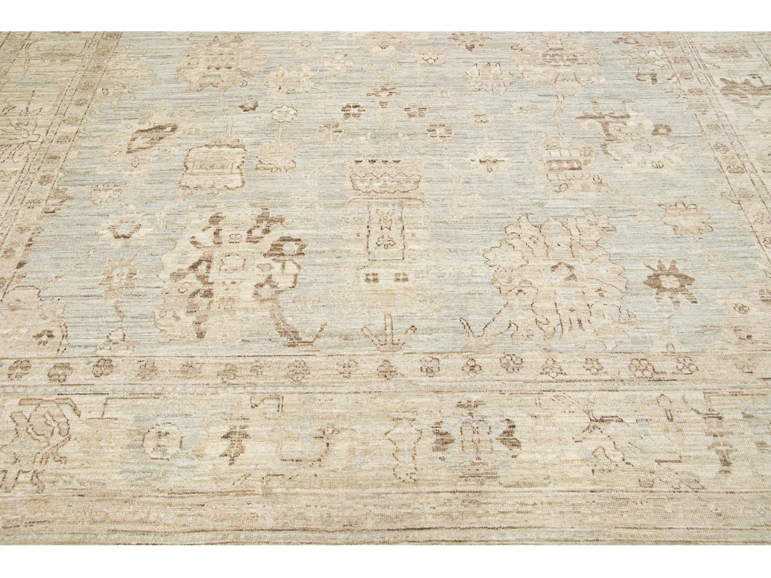 Modern Oushak Wool Rug 10 X 14
