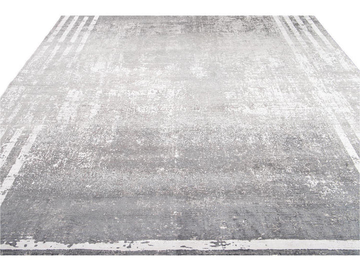 Contemporary Wool and Silk Rug 10 X 13