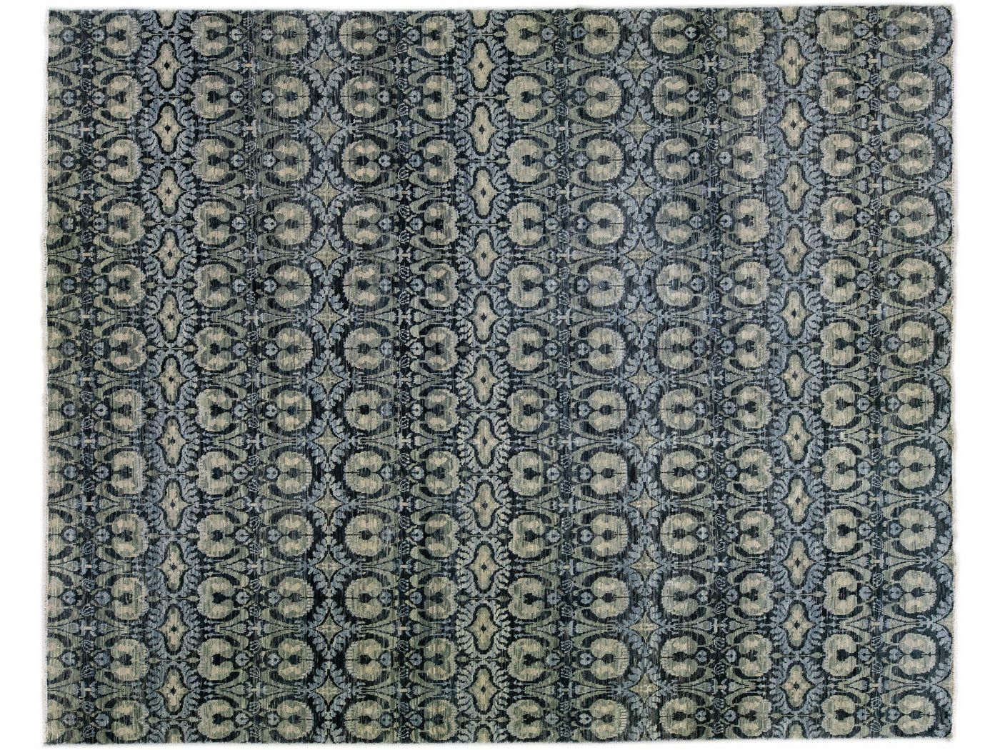 Modern Moroccan Handmade Oversize Blue Wool Rug With Allover Design