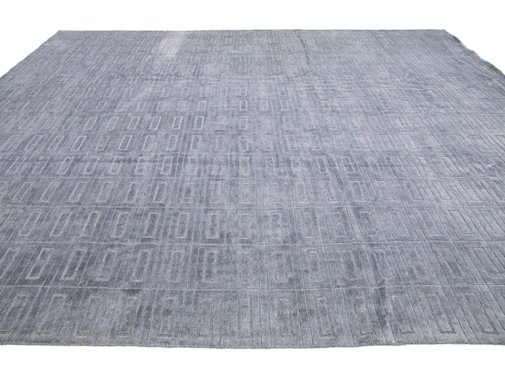 Modern Ikat Wool Rug 12 X 15