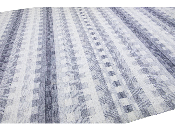 Modern Kilim Flatweave Wool Rug 12 X 15