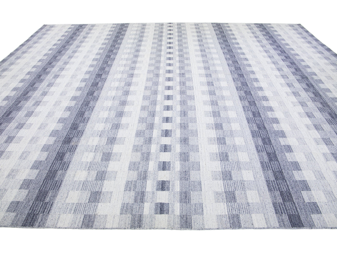 Modern Kilim Flatweave Wool Rug 12 X 15