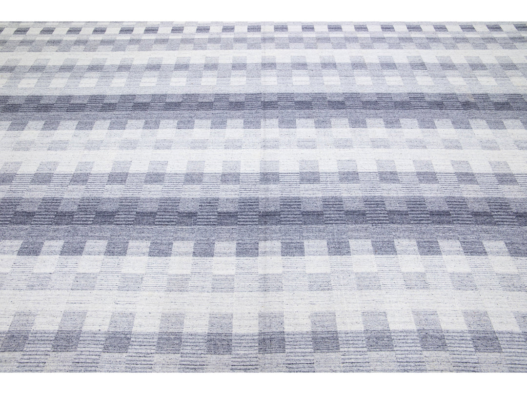Modern Kilim Flatweave Wool Rug 12 X 15
