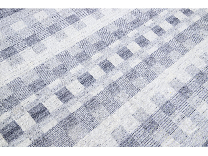 Modern Kilim Flatweave Wool Rug 12 X 15