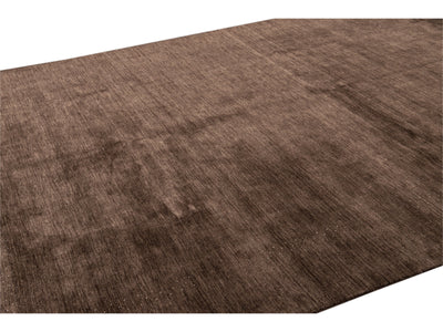 Modern Gabbeh Style Handloom Brown Geometric Wool Rug