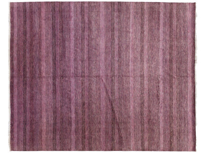 Modern Savannah Handmade Purple Wool Rug with Geometric Design