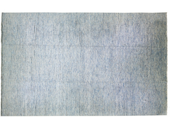 Light Blue Modern Savannah Handmade Geometric Oversize Wool Rug