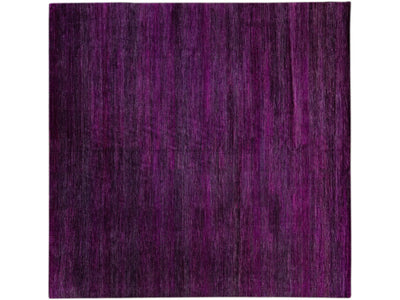 Purple Modern Savannah Handmade Geometric Square Wool Rug