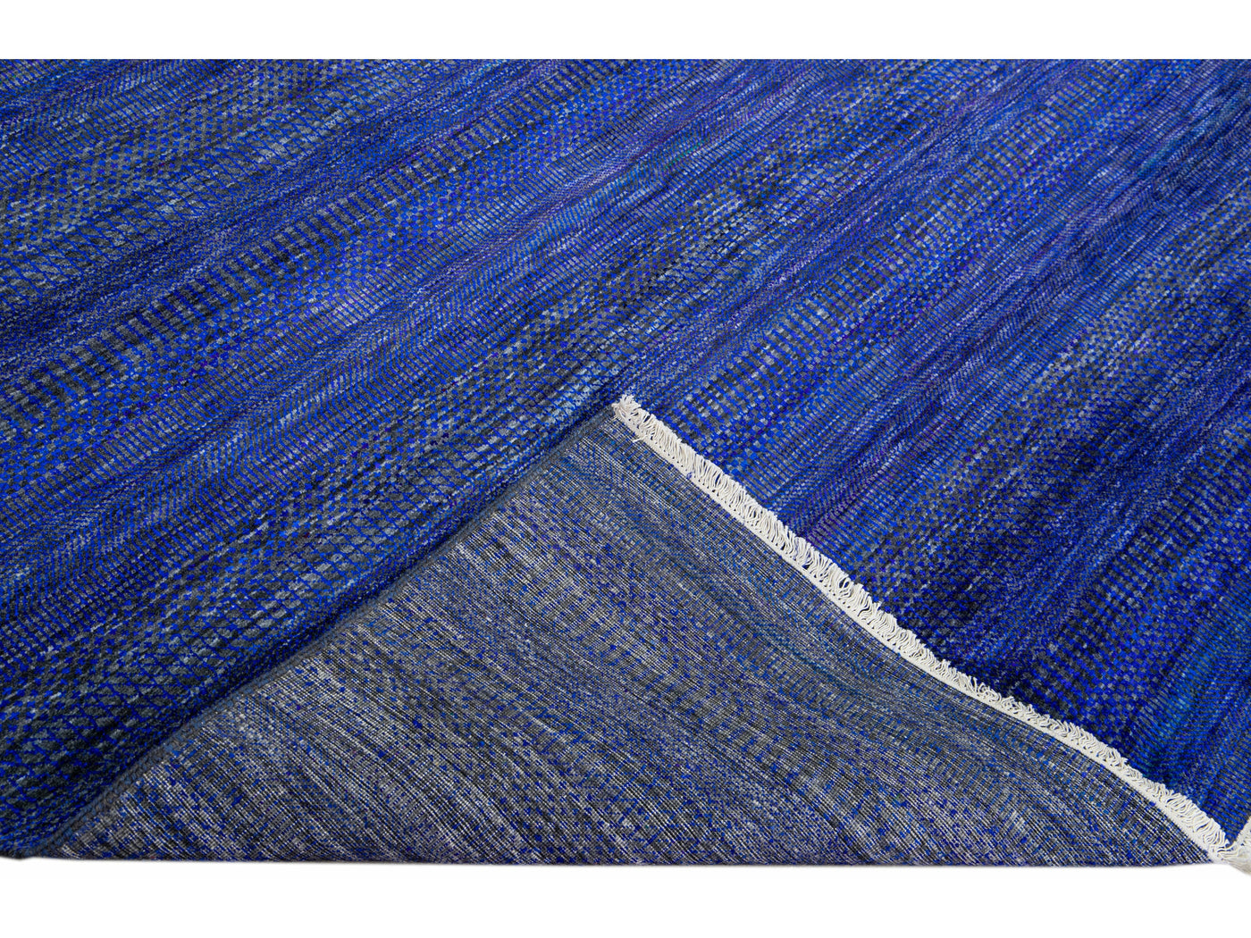 Modern Savannah Handmade Blue Geometric Square Wool Rug