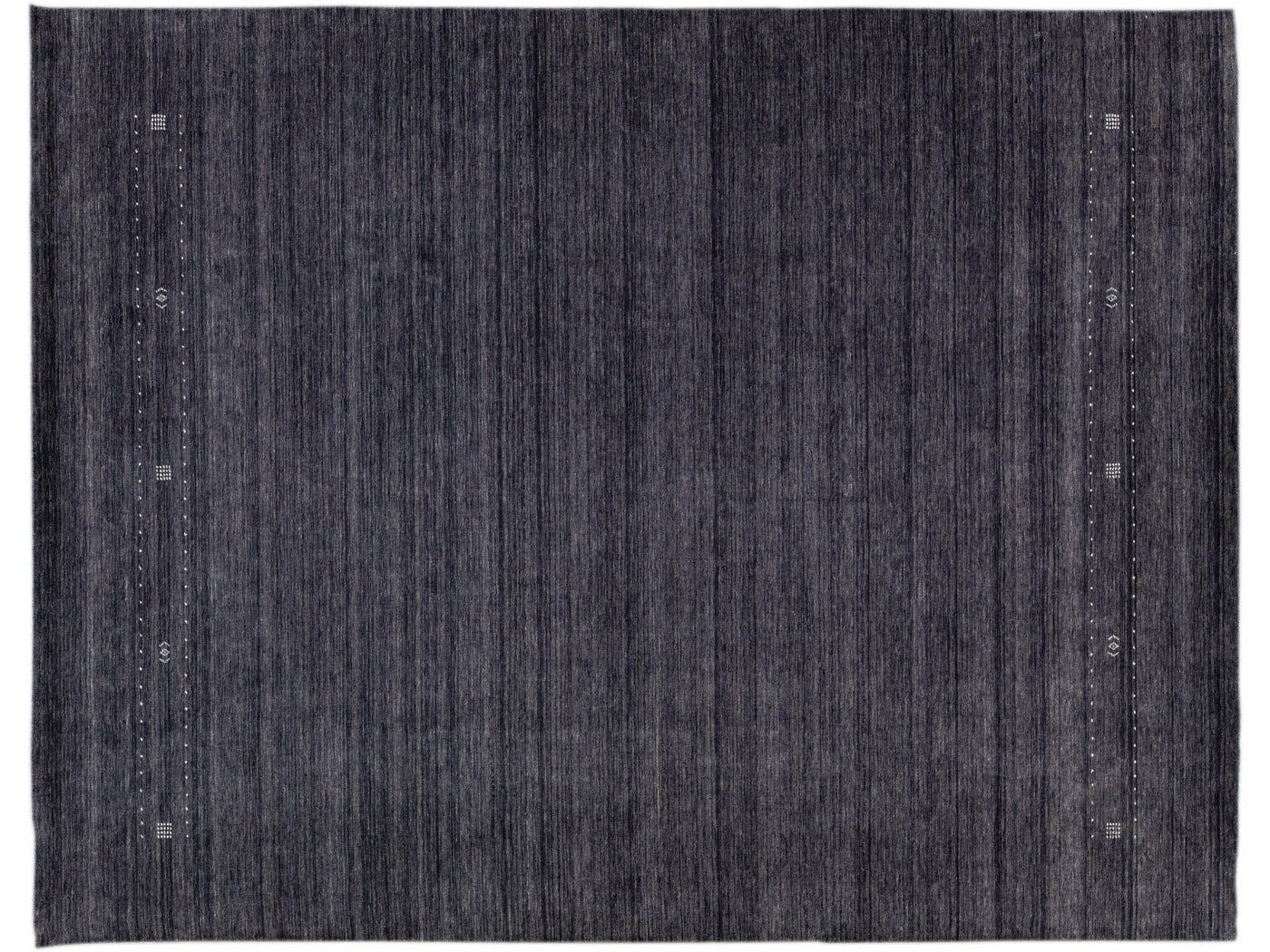 Modern Gabbeh Style Hand-Loom Charcoal Blue Wool Rug With Minimal Design