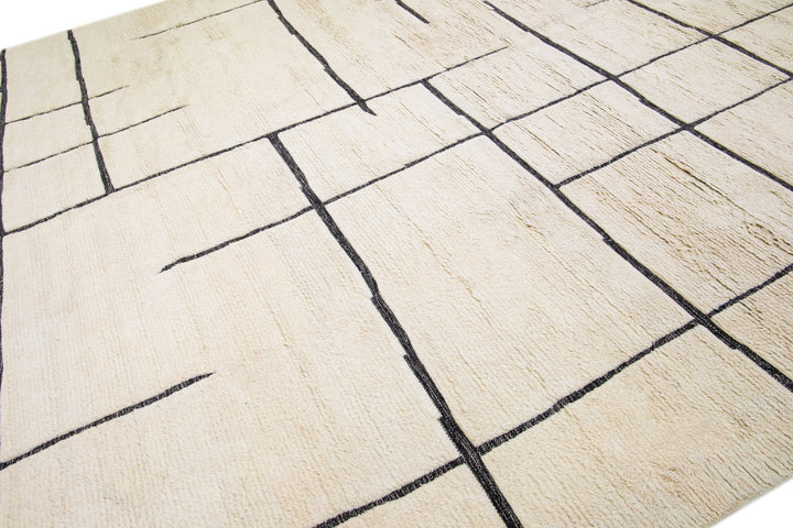 Modern Moroccan Wool Rug 12 X 15