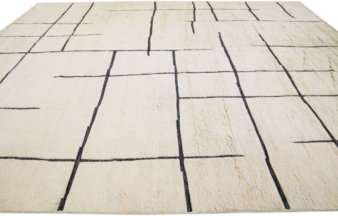 Modern Moroccan Wool Rug 12 X 15