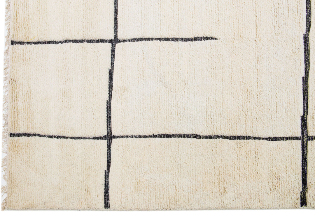 Modern Moroccan Wool Rug 12 X 15
