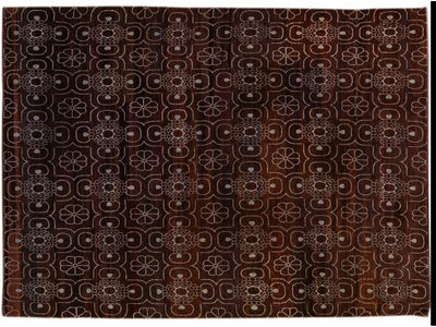 Modern Tibetan Arabesque Style Handmade Burgundy Wool and Silk Rug