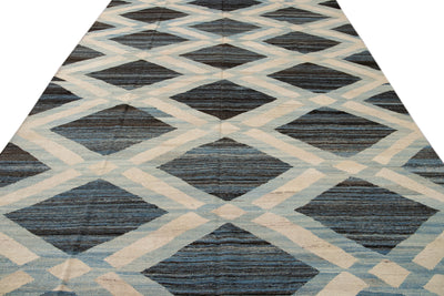 Modern Flat-Weave Wool Rug, 9 X 12