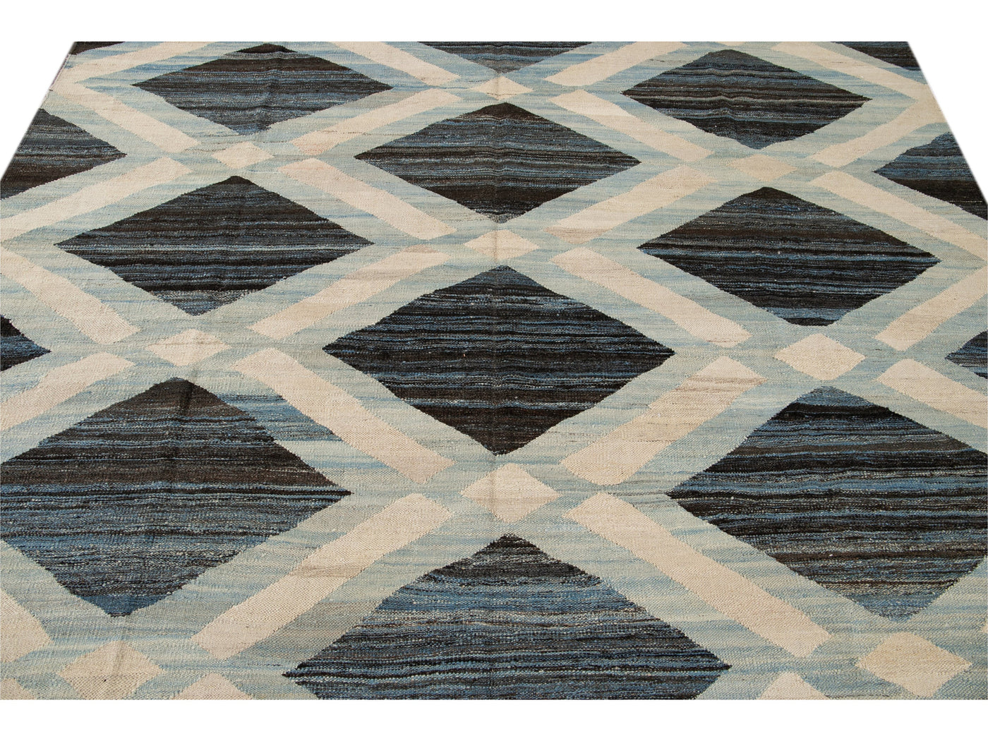 Modern Flat-Weave Wool Rug, 9 X 12