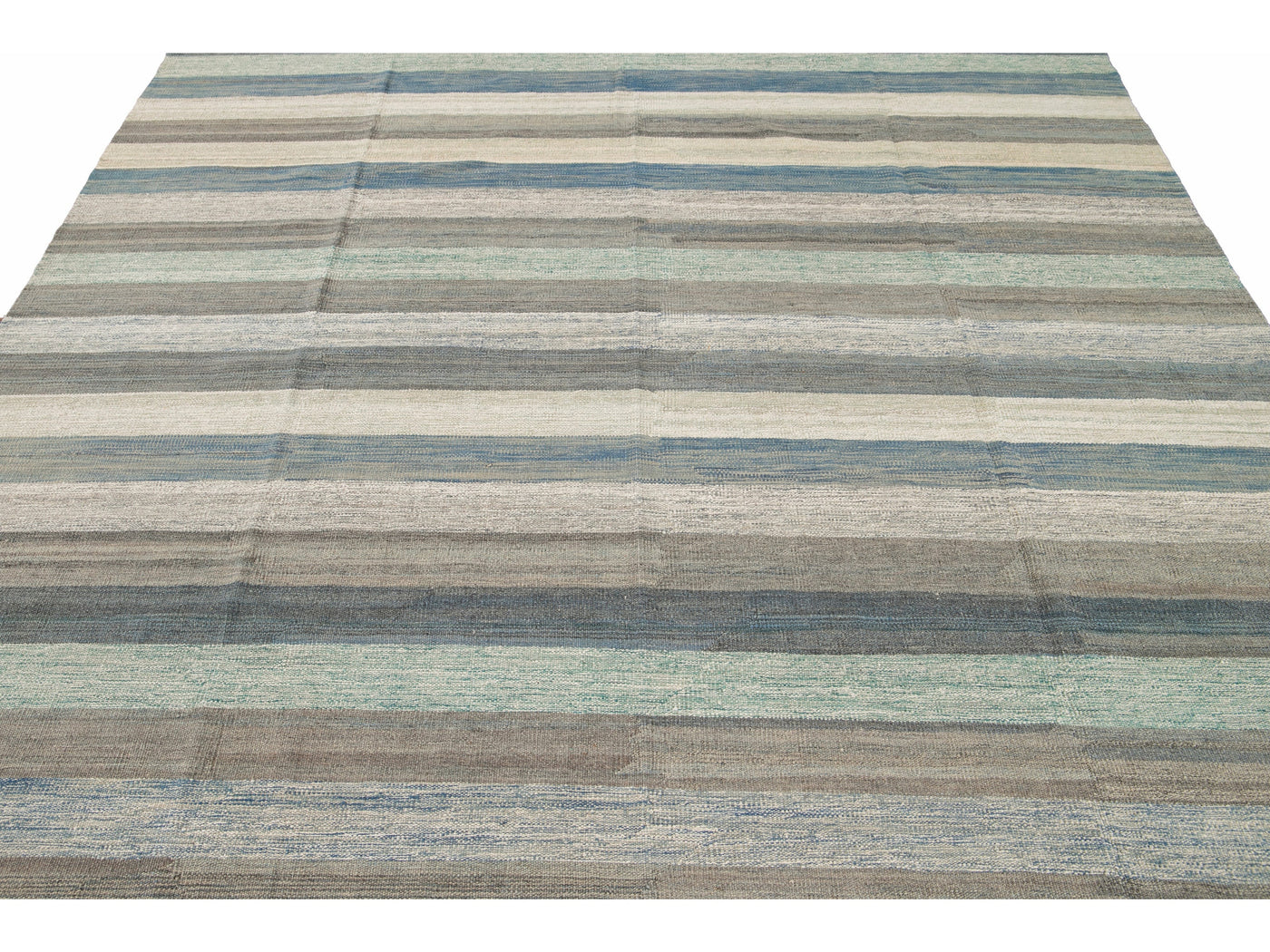 Modern Striped Kilim Wool Rug 8 X 12