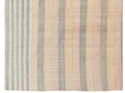 Striped Modern Kilim Wool Rug 9 X 11
