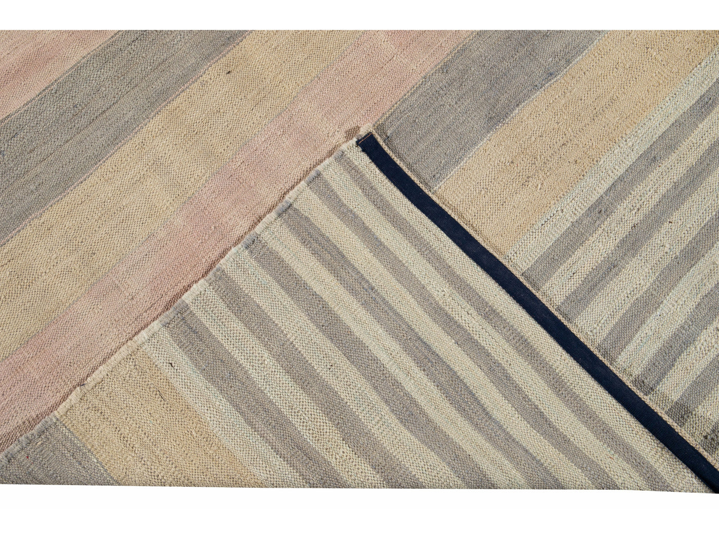 Striped Modern Kilim Wool Rug 9 X 11