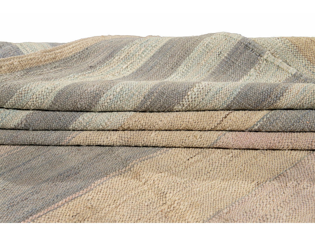 Striped Modern Kilim Wool Rug 9 X 11