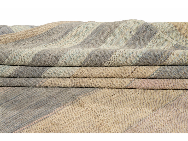 Striped Modern Kilim Wool Rug 9 X 11