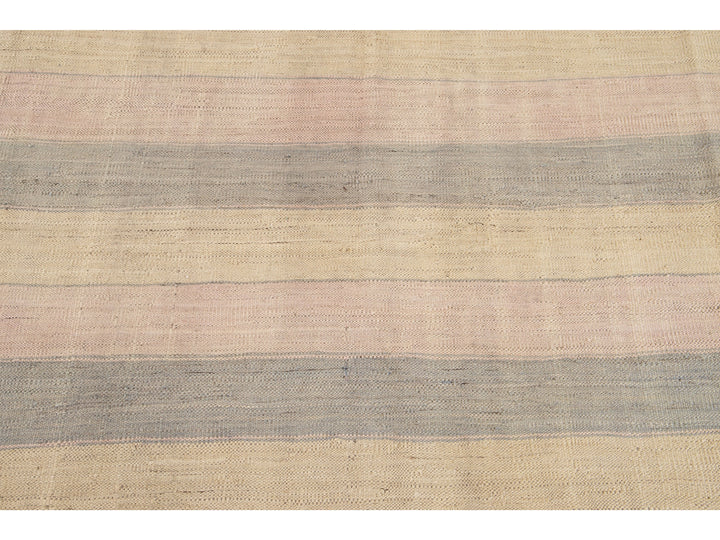 Striped Modern Kilim Wool Rug 9 X 11
