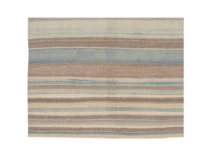 Modern Striped Kilim Wool Rug 9 X 12