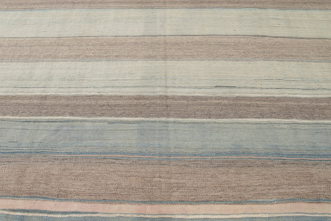 Modern Striped Kilim Wool Rug 9 X 12