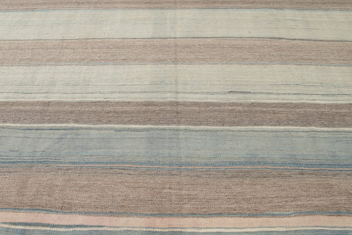 Modern Striped Kilim Wool Rug 9 X 12