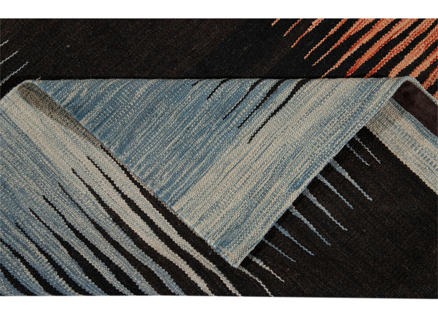 Modern Expressionist Flat-Weave Wool Rug 8 X 10