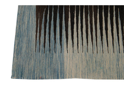 Modern Expressionist Flat-Weave Wool Rug 8 X 10