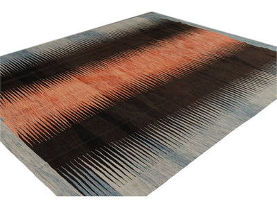 Modern Expressionist Flat-Weave Wool Rug 8 X 10