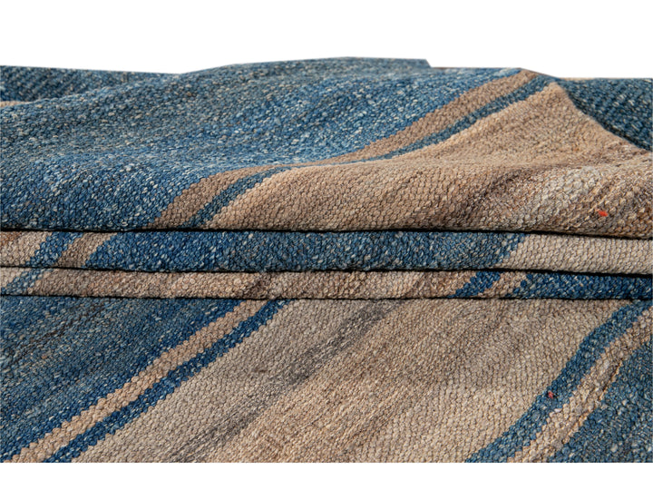 Modern Striped Flat-Weave Wool Rug 7 X 10