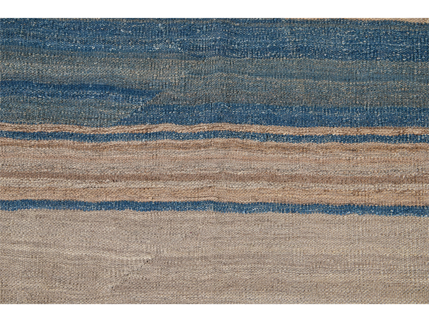 Modern Striped Flat-Weave Wool Rug 7 X 10