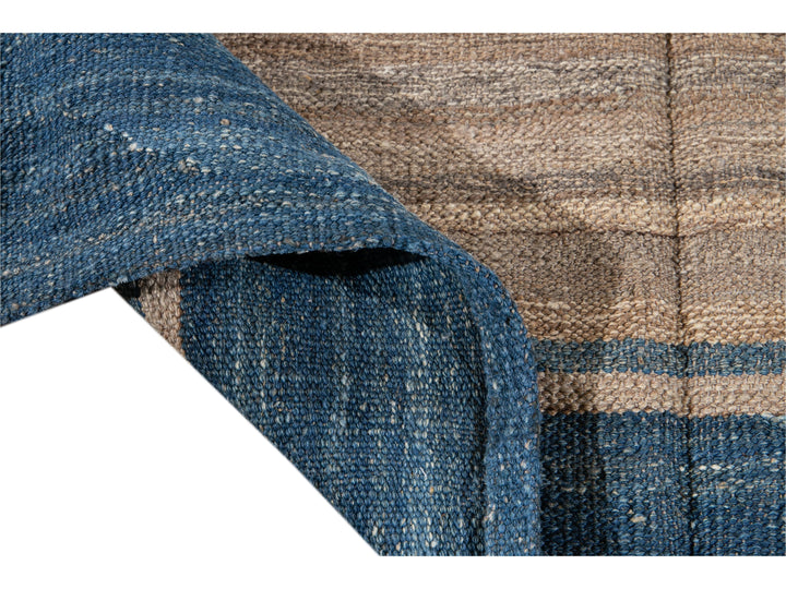 Modern Striped Flat-Weave Wool Rug 7 X 10