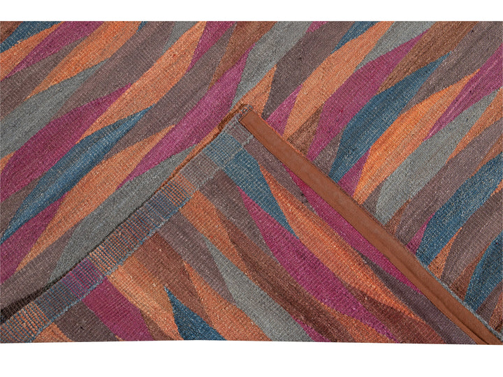 Modern Flat-Weave Kilim Wool Rug10 X 14